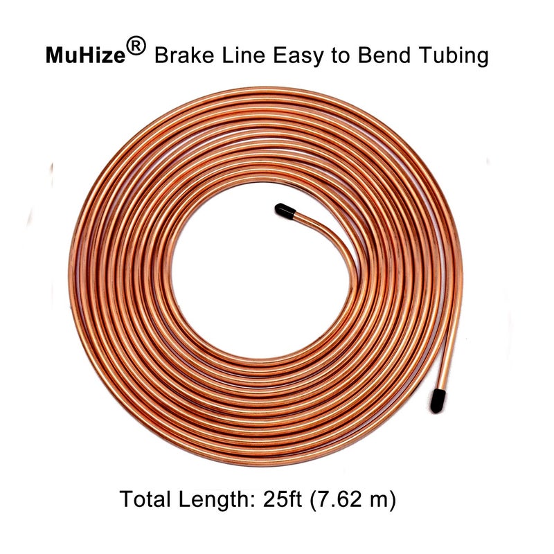 MuHize 3/16 Rear Brake Line - Upgraded 25Ft Copper-Coated Steel Brake Line Kit for Car Truck Trailer RV, Hydraulic Braking System Corrosion Resistant - Image 3